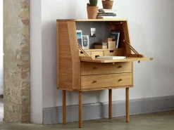 Grüne Erde Sekretär Tonda inkl. 2 Stk. Innenladen 22x22x6,6 cm u. Pinwand aus Filz, B 80xT42,3xH 114 cm,