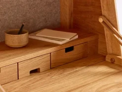 Grüne Erde Sekretär Tonda inkl. 2 Stk. Innenladen 22x22x6,6 cm u. Pinwand aus Filz, B 80xT42,3xH 114 cm,