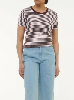 Grüne Erde Shirt aus Bio-Baumwolle, 25 merlot/weiss ringel, 38, GOTS