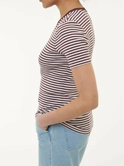 Grüne Erde Shirt aus Bio-Baumwolle, 25 merlot/weiss ringel, 38, GOTS