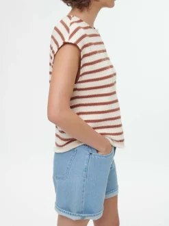 Grüne Erde Shirt aus Bio-Baumwolle, 56 offwhite/kastanie jacquard ringel, 38, GOTS