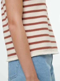 Grüne Erde Shirt aus Bio-Baumwolle, 56 offwhite/kastanie jacquard ringel, 38, GOTS