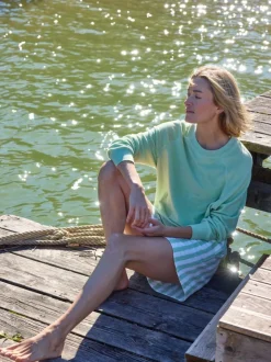 Grüne Erde Short aus Bio Baumwolle, 51 pastellgrün/weiss ringel, S, GOTS