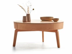 Grüne Erde Sofatisch Mitsu, Ø 80 cm, mit einer Schublade,