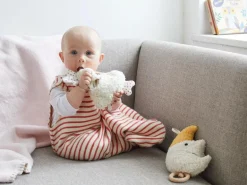 Grüne Erde Spieluhr Mond Luan mit Lied "Sandmann, lieber Sandmann", ca. 16 cm, Bezug: 100 % Baumwolle, Baumwolle kbA, Füllung: 100 % Schurwolle (Schaf), Schurwolle kbT