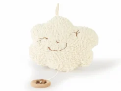 Grüne Erde Spieluhr Wölkchen mit Lied "Schlaf Kindchen Schlaf", ca. 25 cm, Bezug: 100 % Baumwolle, Baumwolle kbA, Füllung: 100 % Schurwolle (Schaf), Schurwolle kbT