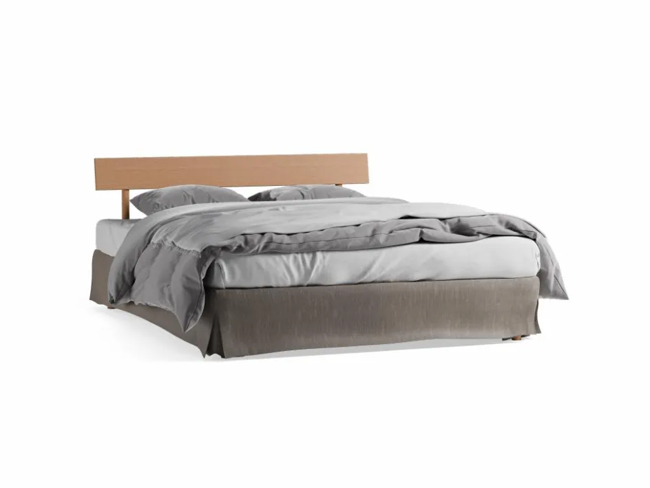 Grüne Erde Stoffhousse für Bettrahmen Jukai Pur, B = 140 cm, Baumwollstoff Ondula Taupe (140)