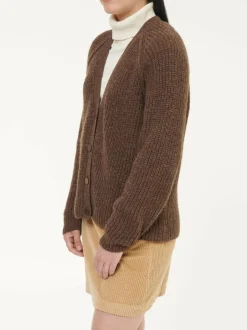 Grüne Erde Strickjacke aus Alpakawolle, , S