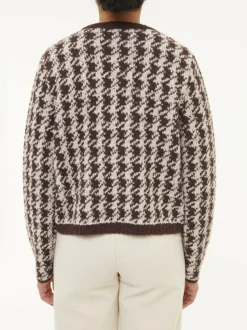 Grüne Erde Strickjacke aus Alpakawolle, 09 hahnentritt chocolate, S