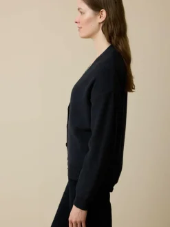 Grüne Erde Strickjacke aus Bio-Baumwolle und Wolle, 38 navy, L, GOTS