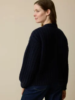 Grüne Erde Strickjacke aus Bio-Wolle, 39 dunkelblau, L, GOTS