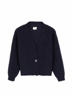 Grüne Erde Strickjacke aus Bio-Wolle, 39 dunkelblau, L, GOTS