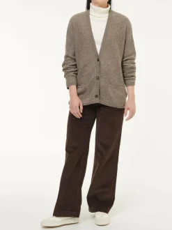 Grüne Erde Strickjacke aus Yakwolle, 64 hasel melange, S