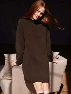 Grüne Erde Strickkleid aus Yakwolle, 67 espresso, S