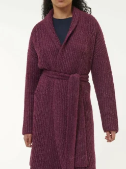 Grüne Erde Strickmantel aus Alpakawolle und Bio-Baumwolle, 07 aubergine melange, S