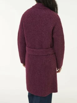 Grüne Erde Strickmantel aus Alpakawolle und Bio-Baumwolle, 07 aubergine melange, S