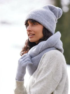 Grüne Erde Strickmütze aus Alpakawolle, 32 lichtblau melange, one size