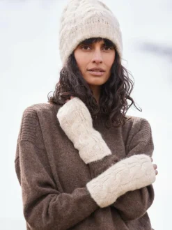 Grüne Erde Strickmütze aus Alpakawolle und Bio-Baumwolle, 14 natur melange, one size