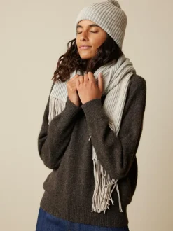 Grüne Erde Strickschal aus Bio-Baumwolle und Wolle, 15 stein melange, one size, GOTS