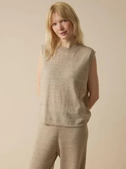 Grüne Erde Stricktop aus Bio-Leinen und Wolle, 52 leinen melange, L, GOTS