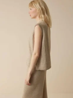 Grüne Erde Stricktop aus Bio-Leinen und Wolle, 52 leinen melange, L, GOTS