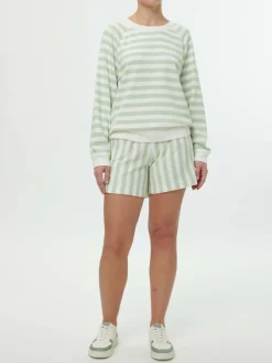 Grüne Erde Sweater aus Bio Baumwolle, 51 pastellgrün/weiss ringel, S, GOTS