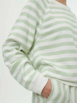 Grüne Erde Sweater aus Bio Baumwolle, 51 pastellgrün/weiss ringel, S, GOTS