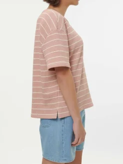 Grüne Erde Sweatshirt aus Bio Baumwolle, 85 camelie/offwhite, S, GOTS