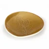 Grüne Erde Teller aus Porzellan mit Rosenblatt, schilf, ø 12 cm