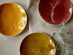 Grüne Erde Teller aus Porzellan mit Rosenblatt, schilf, ø 12 cm