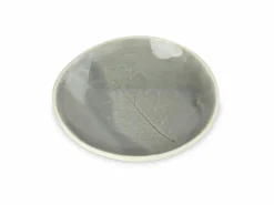 Grüne Erde Teller aus Porzellan mit Eichenblatt, rauchquarz, ø 12 cm