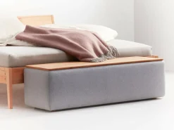 Grüne Erde Truhe Tambor rechteckig, B 143 cm x T 48 cm x H 41 cm, Bezug Wollstoff Tano Natur (79),