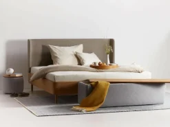 Grüne Erde Truhe Tambor rechteckig, B 143 cm x T 48 cm x H 41 cm, Bezug Wollstoff Tano Natur (79),