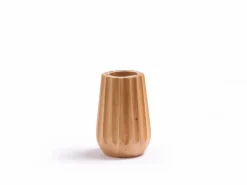 Grüne Erde Vase aus Erlenholz, Kannelur, H 17,5 cm, geölt, inkl. Glaseinsatz