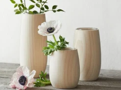 Grüne Erde Vase aus Eschenholz, inkl. Glaseinsatz, H 17 cm, ø 8 cm