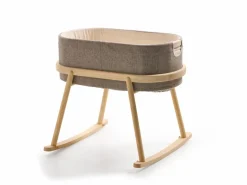 Kinder Grüne Erde Wiege Serafina, inkl. Housse und Matratze, Wollstoff Tano Natur (79), Esche