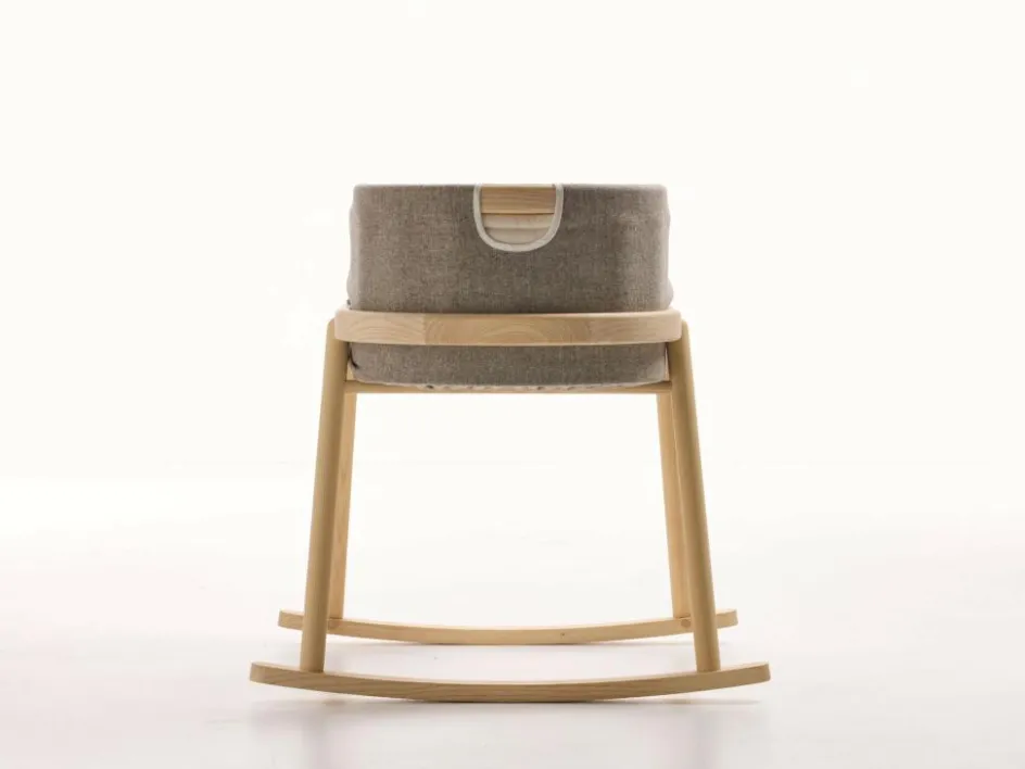 Kinder Grüne Erde Wiege Serafina, inkl. Housse und Matratze, Wollstoff Tano Natur (79), Esche