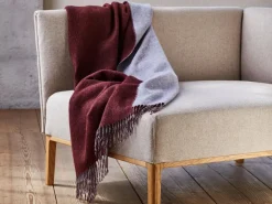 Grüne Erde Wohndecke Gwen, blau/pflaume, 130 x 180 cm, 100 % Alpakawolle