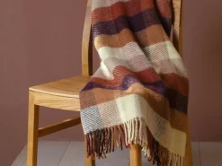 Grüne Erde Wohndecke Wiliam, port/ziegel, 130 x 200 cm, 100 % Schurwolle (Lamm), eco-wool