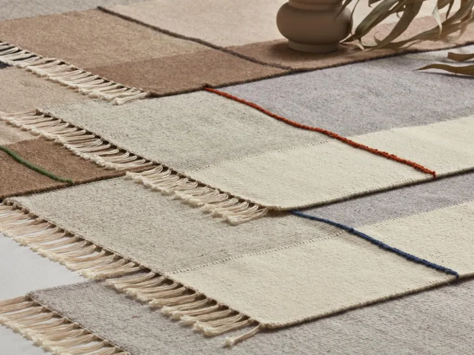 Grüne Erde Wollteppich Kelim Mata, , 70 x 140 cm