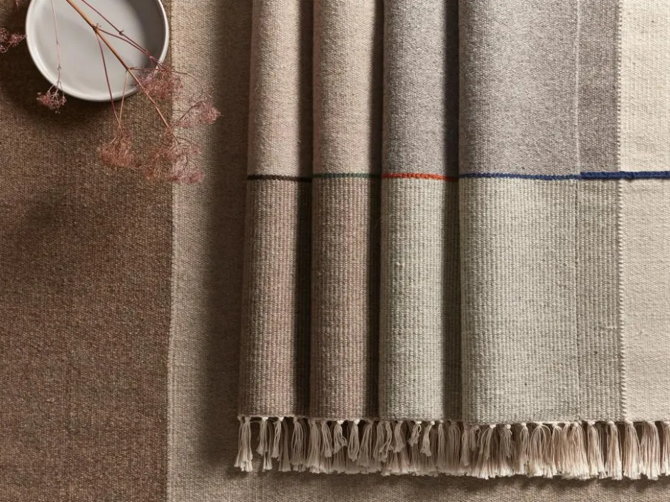 Grüne Erde Wollteppich Kelim Mata, , 70 x 140 cm