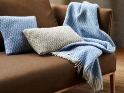 Grüne Erde Zierkissenbezug Nolan, rauchblau, 40 x 40 cm, 100 % Schurwolle (Lamm), eco-wool